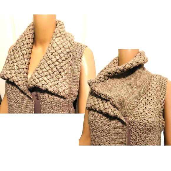 A. GIANNETTI Sleeveless Long Cardigan Vest Wool Blend 2 Ply Knit Stitch Sz L - Picture 4 of 6